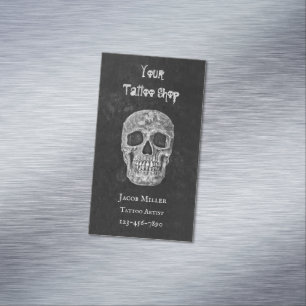 Tattoo-Shop Gothic Schwarz-Weiß-Totenkopf Magnetische Visitenkarte
