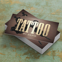 Tattoo Shop Tattoo Gun Vintag Metallic Gold Visitenkarte