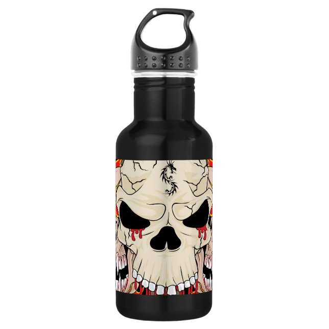 Tattoo Skull Aight Ball Flame 32. oz. Trinkflasche (Vorderseite)