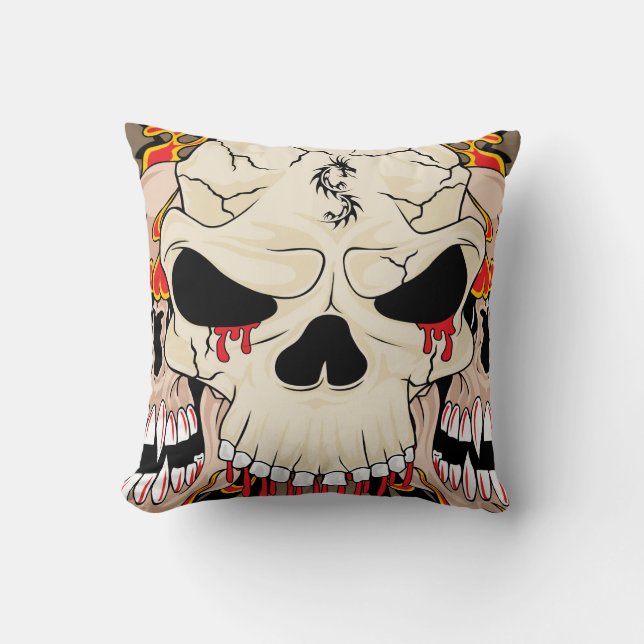 Tattoo Skull Aight Ball Flame Couch Kissen Kissen (Vorderseite)