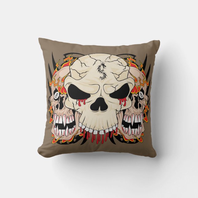 Tattoo Skull Aight Ball Flame Couch Kissen Kissen (Vorderseite)