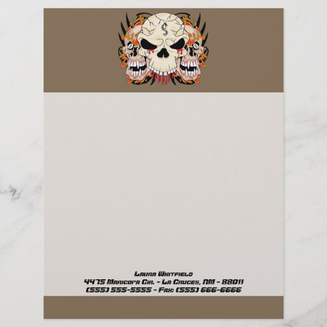 Tattoo Skull Eight Ball Letterhead Stationierung Briefbogen (Vorderseite)