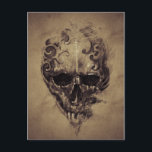 Tattoo-Skull über Vintages Papier Postkarte<br><div class="desc">Tattoo Skull über Vintages Papier,  Design handgefertigt © und ® Bigstock® - Alle Rechte vorbehalten.</div>