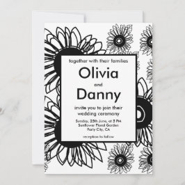 Tattoo Sonnenblume Schwarz-weiß Tattoo Hochzeit Einladung