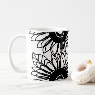 Tattoo Sonnenblume Schwarz-weiße Tattoo Blume Kaffeetasse