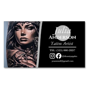 Tattoo Studio Black Photo Visitenkarte   Magnetische Visitenkarte