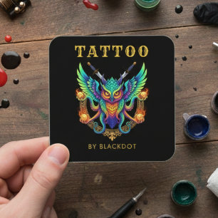Tattoo-Studio-Buchungs-QR-Code Trendiger Tattoo-Kü Quadratische Visitenkarte