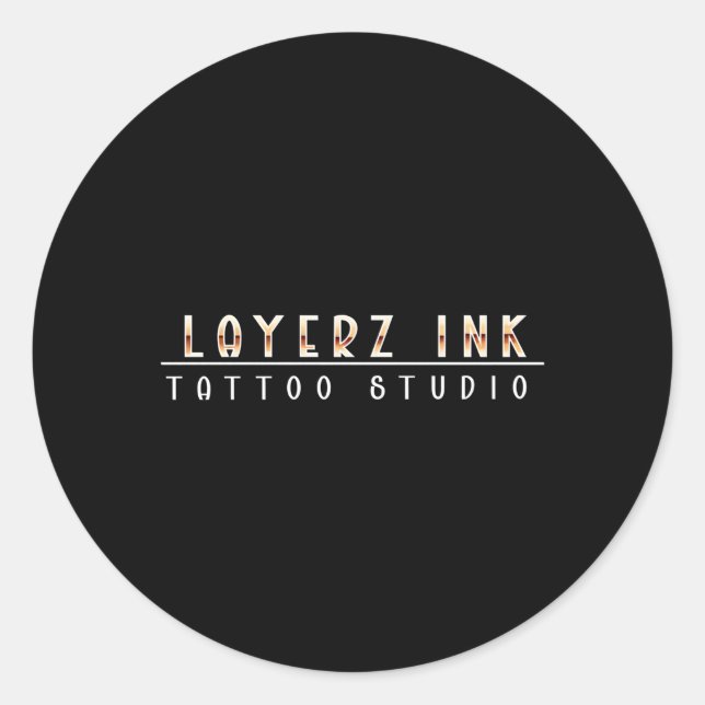 Tattoo Studio Line Runder Aufkleber (Vorderseite)