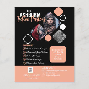 Tattoo-Studio-Plakat - Benutzerdefiniertes Schwarz Flyer