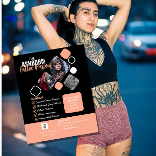 Tattoo-Studio-Plakat - Benutzerdefiniertes Schwarz Flyer