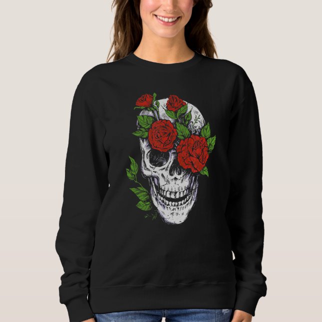 Tattoo Style Bloral Skull Sweatshirt (Vorderseite)