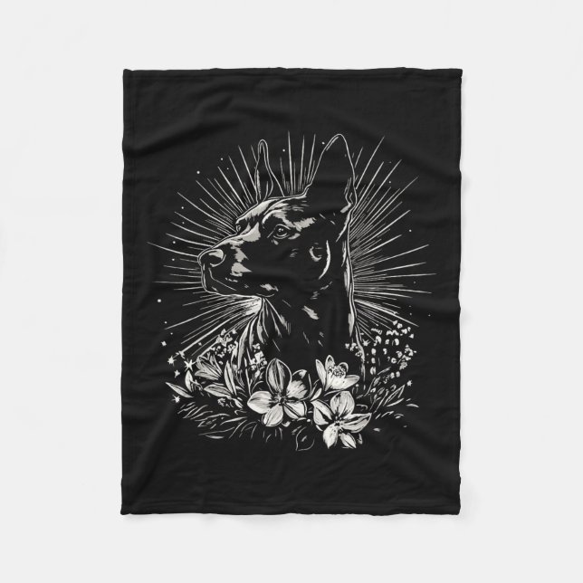 Tattoo Style Lover Belgisch Malinois Retro Dog _1 Fleecedecke (Vorderseite)