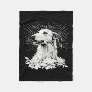 Tattoo Style Lover Borzoi Retro Dog Fleecedecke