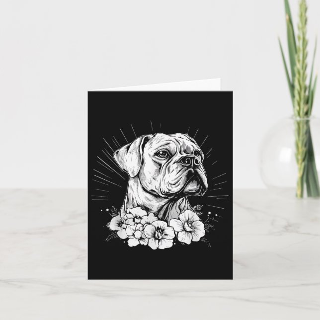 Tattoo Style Lover Boxer Retro Dog Karte (Vorderseite)
