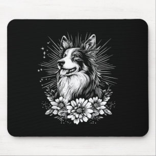Tattoo Style Lover Collie Retro Dog Mousepad