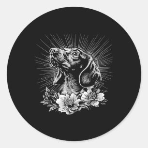 Tattoo Style Lover Dackel Retro Dog Runder Aufkleber