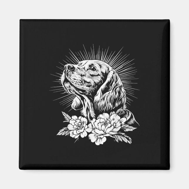 Tattoo Style Lover Er Spaniel Retro Dog Magnet (Vorne)
