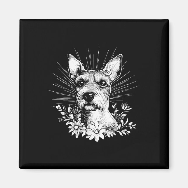 Tattoo Style Lover Fox Terrier Retro Dog Magnet (Vorne)