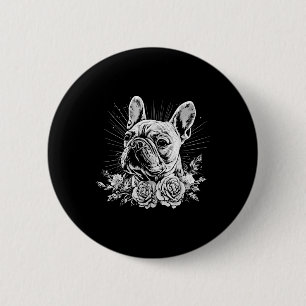 Tattoo Style Lover French Bulldog Retro Dog _1 Button