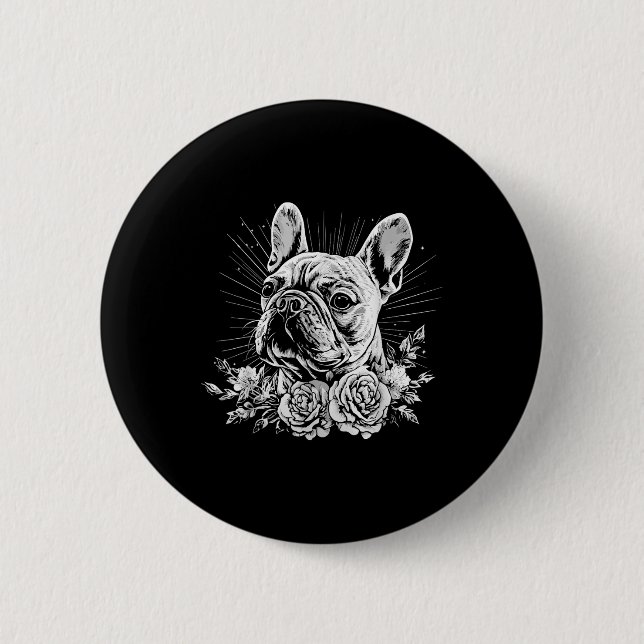 Tattoo Style Lover French Bulldog Retro Dog _1 Button (Vorderseite)