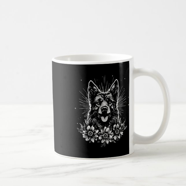 Tattoo Style Lover German Shepherd Retro Dog Kaffeetasse (Rechts)