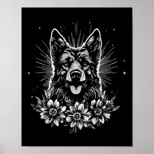 Tattoo Style Lover German Shepherd Retro Dog Poster