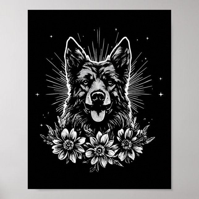 Tattoo Style Lover German Shepherd Retro Dog Poster (Vorne)