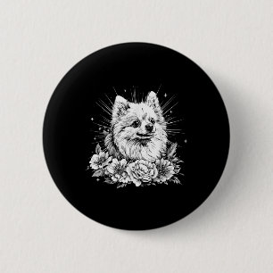 Tattoo Style Lover Spitz Retro Dog Button