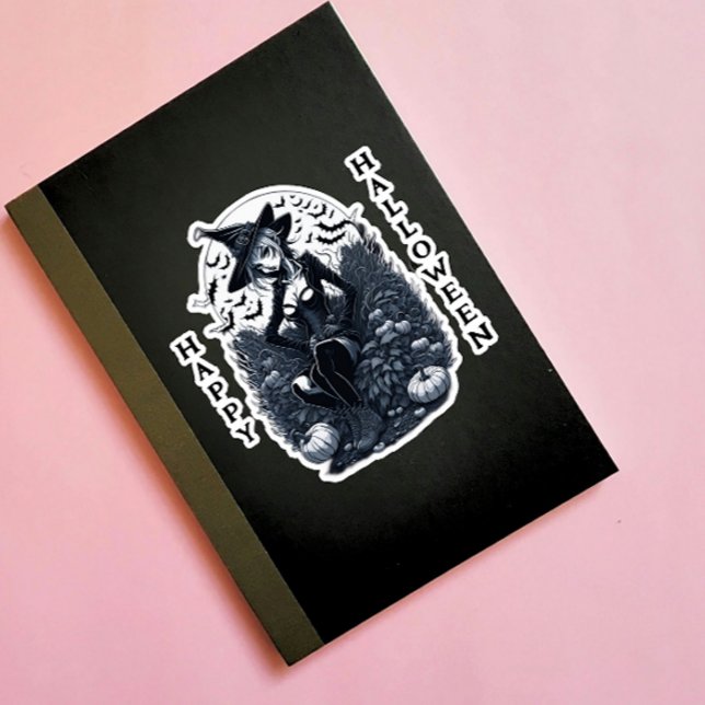 Tattoo Style Moonlit Witch Pumpkin Patch Vinyl Aufkleber (Von Creator hochgeladen)