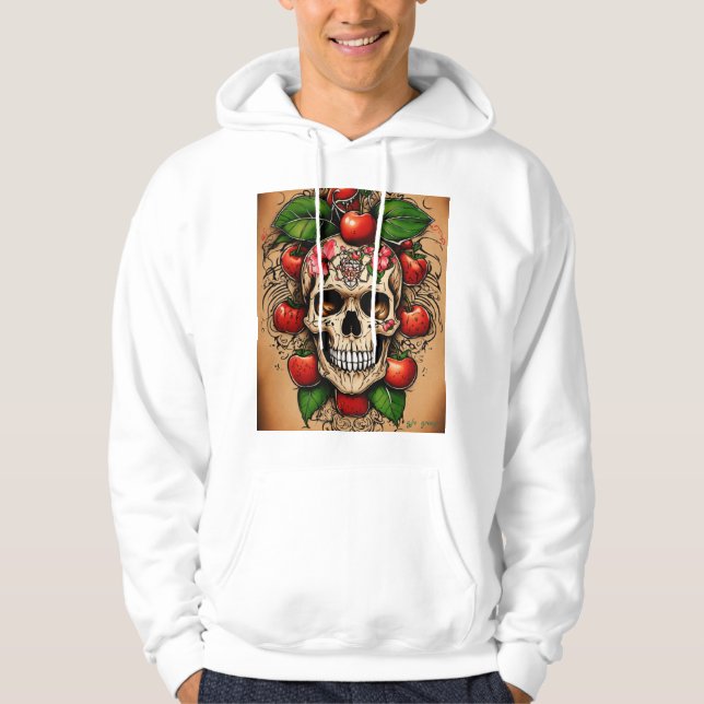 Tattoo Style Red Apple Squeezed by Hand – Love  Hoodie (Vorderseite)