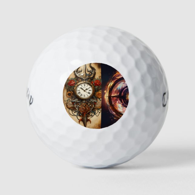 Tattoo-Style-Rose Compass T - Shirt Design Golfball (Vorderseite)