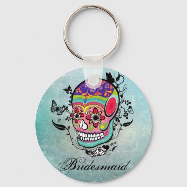 Tattoo Sugar Skull Bridesmaid Schlüsselanhänger (Vorderseite)