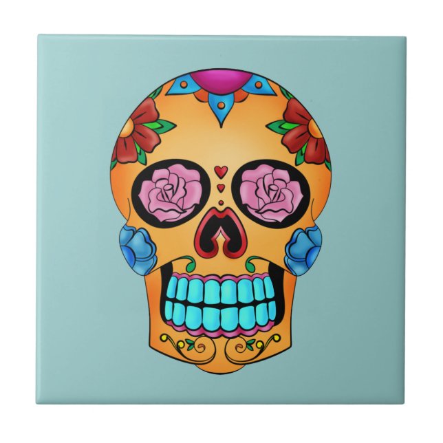 Tattoo Sugar Skull Fliese (Vorderseite)