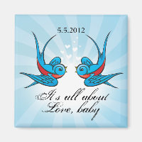 Tattoo Swallows Save the Date Wedding Magnet