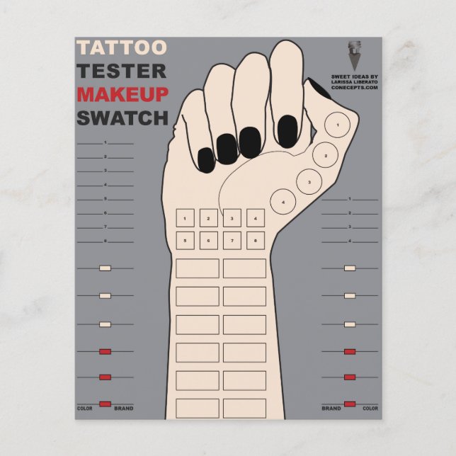 Tattoo Tester Makeup Swatch (Armfarbe anpassen) Flyer (Vorne)