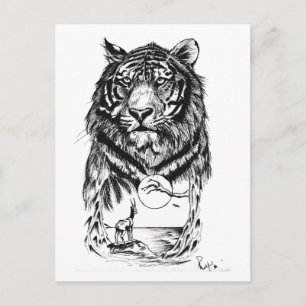 Tattoo Tiger Art Postkarte