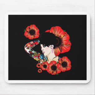 Tattoo Tintenfisch unter Mohn Blume Kunst von Leah Mousepad