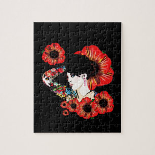 Tattoo Tintenfisch unter Mohn Blume Kunst von Leah Puzzle