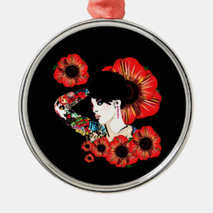 Tattoo Tintenfisch unter Mohn Blume Kunst von Leah Silbernes Ornament