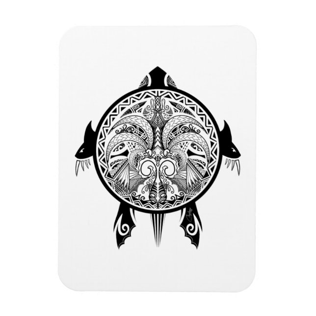 Tattoo Tribal Turtle Magnet (Vertikal)