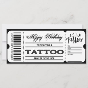 Tattoo Voucher Certificate Ticket Geschenkkarte Einladung