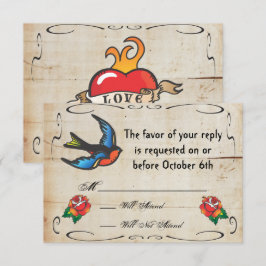 Tattoo Wedding RSVP Card Karte