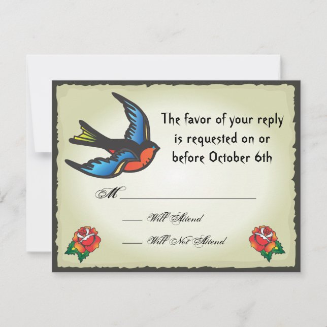 Tattoo Wedding RSVP Card Karte (Vorderseite)