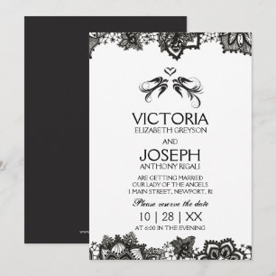 Tattoo Wedite ~ Black Birds & Lace Einladung