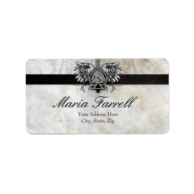 Tattoo Winged Heart Gaelic Irish Tattoo Design Adressaufkleber (Vorne)