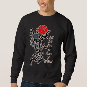 Tattoo Wolf Head and Rote Rose Sweatshirt