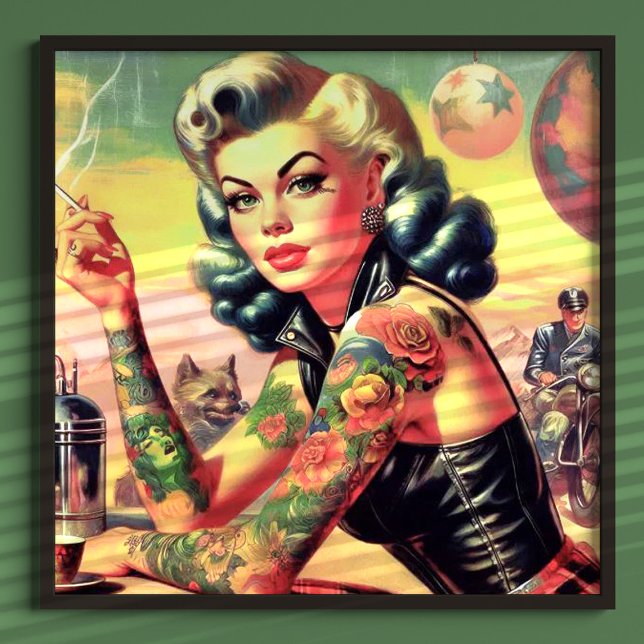 Tattooed Biker Button-up Poster (Von Creator hochgeladen)