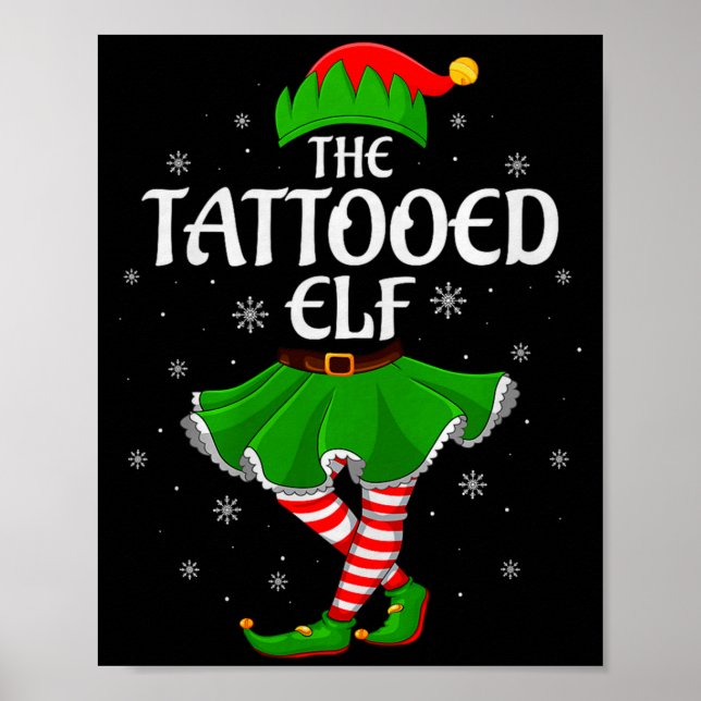Tattooed Elf Christmas Family Girls Women Elf Squa Poster (Vorne)