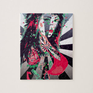 Tattooed Girl Psychedelic Art Puzzle