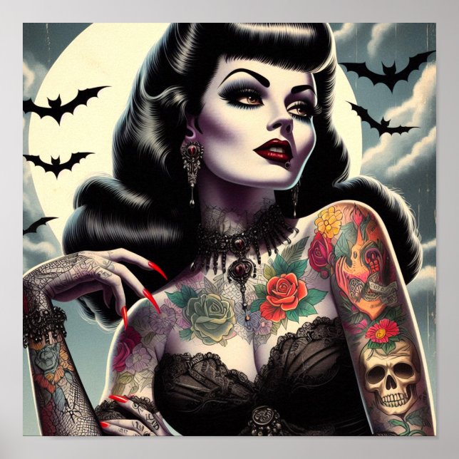 Tattooed Gothic Woman Poster (Vorne)